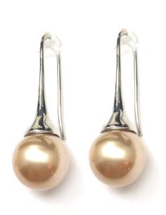 PENDIENTES MUJER LARGOS CON PERLA DORADA DE DORMILONA - Imagen 1