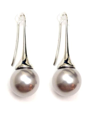 PENDIENTES MUJER LARGOS CON PERLAS GRISES DE DORMILONA - Imagen 1
