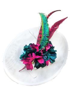 TOCADOS BODA VERDES Y BUGAMBILIAS CON PLUMAS DE FAISAN - Imagen 1 2
