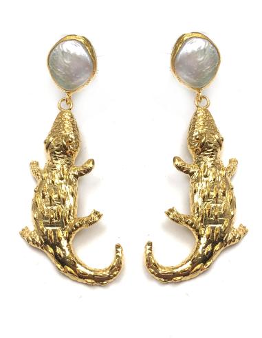 PENDIENTES MUJER JOYAS DEL NILO, COCODRILO - Imagen 1