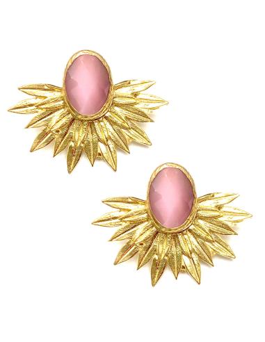 pendientes mujer piedras naturales color rosa - Imagen 1