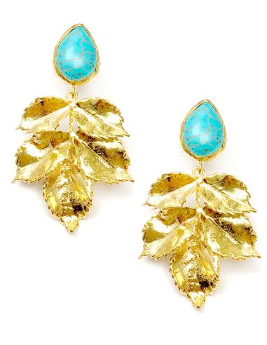 Largos pendientes mujer para bodas piedra turquesa,joyas mujer - Imagen 1