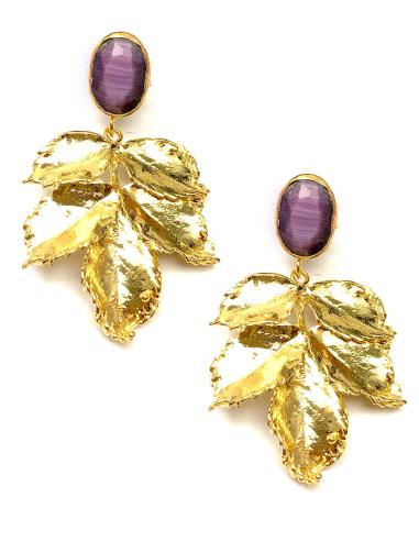 Largos pendientes joya mujer para bodas piedra morada ,joyas Madrid - Imagen 1