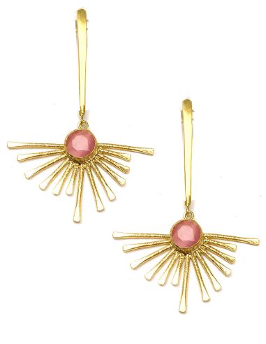 Alta bisueteria, pendientes largos mujer rosa palo, pendientes rayos - Imagen 1