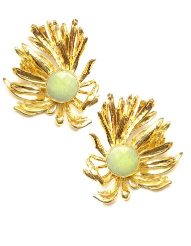 PENDIENTES MUJER DE DISEÑO ALGA MARINA CON PIEDRA VERDE AGUA - Imagen 1