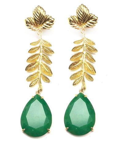 PENDIENTES DORADOS DE INVITADA PARA BODAS CON PIEDRA COLOR - Imagen 1