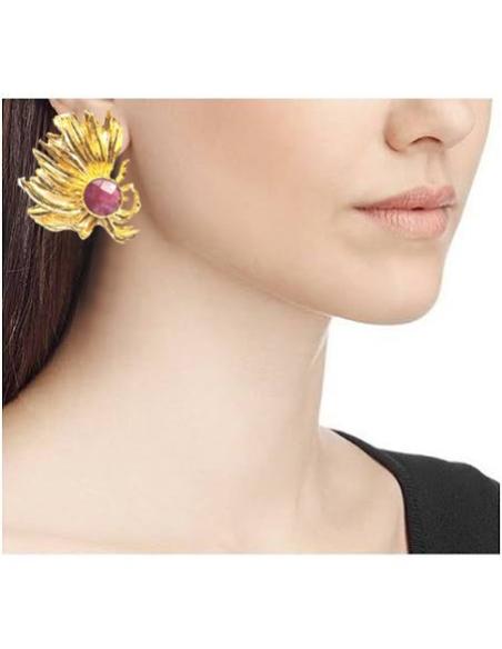 PENDIENTES MUJER DE DISEÑO ALGA MARINA CON PIEDRA VERDE AGUA - Imagen 1