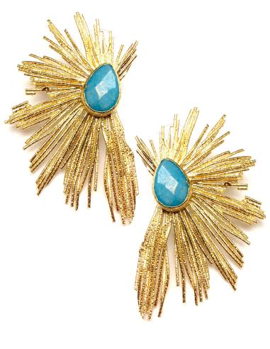 MUJER PENDIENTES ORIGINALES PARA FIESTA CON PIEDRA TURQUESA - Imagen 1