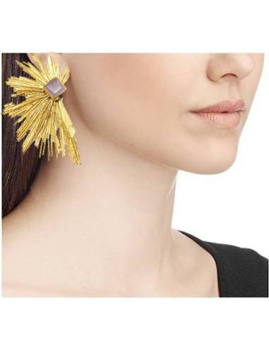 MUJER PENDIENTES ALTA BISUTERIA Y JOYERIA CON PIEDRAS DE CUARZO - Imagen 1