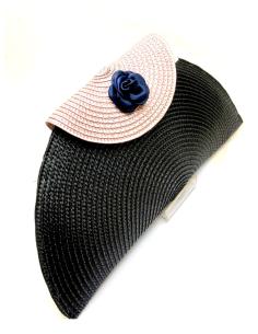 BOLSOS DE FIESTA DE RAFIA NEGROS Y ROSA PALO DISEÑO CAPOTE - Imagen 1