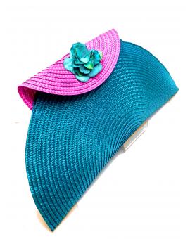 BOLSOS DE FIESTA DE RAFIA AZUL Y FUCSIA DISEÑO CAPOTE - Imagen 1