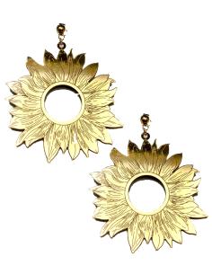 PENDIENTES DE MUJER GRANDES Y DORADOS DISEÑO DE GRAN SOL - Imagen 1