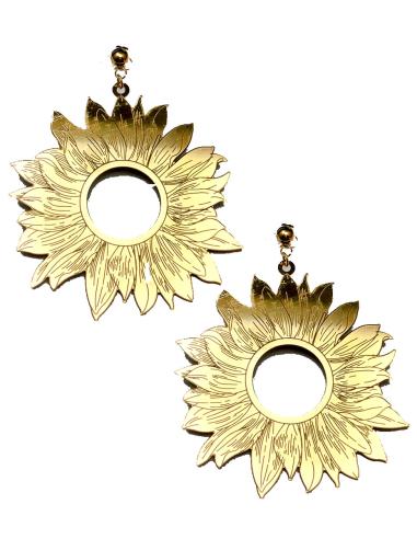 PENDIENTES DE MUJER GRANDES Y DORADOS DISEÑO DE GRAN SOL - Imagen 1