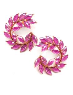 PENDIENTES FUCSIAS CORTOS DE CRISTAL ESPECIAL MADRINAS BODA - Imagen 1