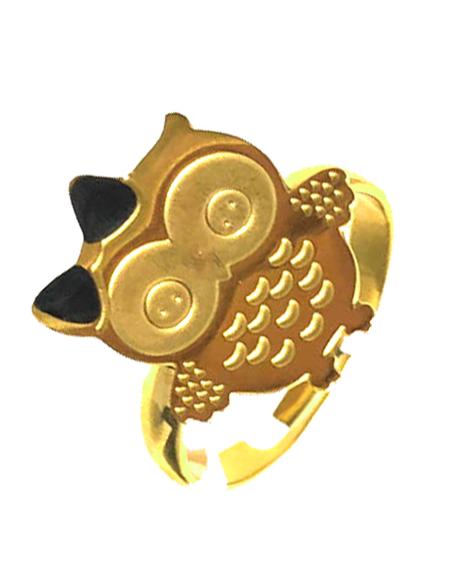ANILLOS DORADOS PARA MUJER CON GRACIOSA FIGURITA DE BUHO - Imagen 1