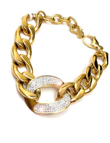 PULSERAS DORADAS DE MODA DECORADAS EN CRISTAL BRILLO - Imagen 2