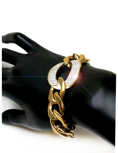 PULSERAS DORADAS DE MODA DECORADAS EN CRISTAL BRILLO - Imagen 3