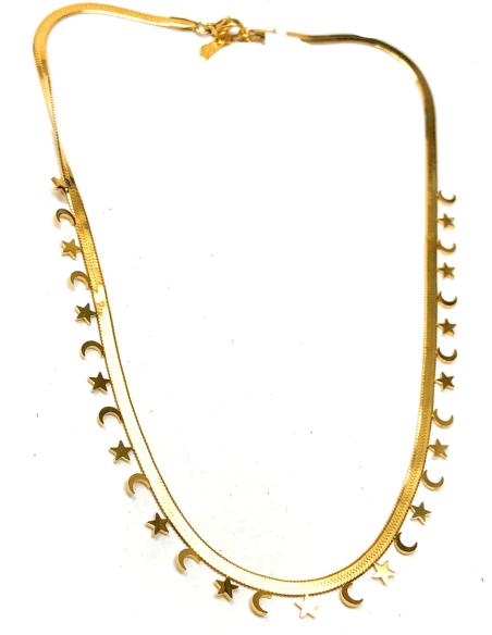 COLLARES DORADOS CON ESTRELLITAS Y LUNAS INTERCALADAS - Imagen 1