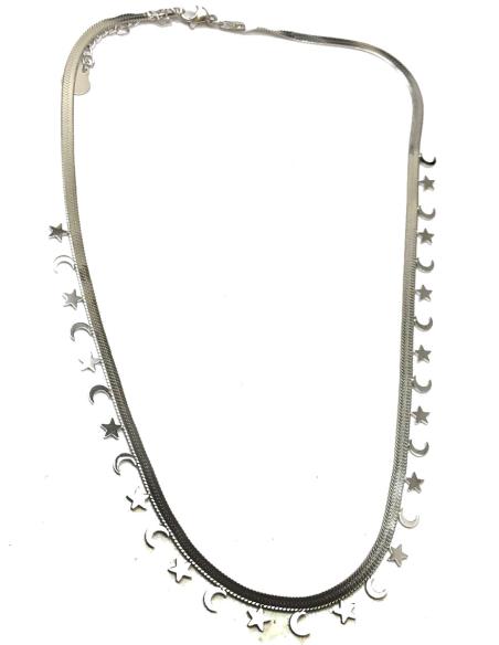 COLLARES PLATEADOS CON ESTRELLITAS Y LUNAS INTERCALADAS - Imagen 1