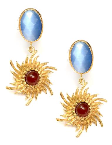 PENDIENTES PEQUEÑOS MUJER MADRID, FORMA DE GALAXIA AZUL Y CORAL - Imagen 1