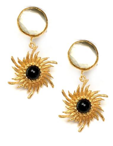 PENDIENTES PEQUEÑOS MUJER ONLINE, FORMA DE GALAXIA BLANCO Y NEGRO - Imagen 1