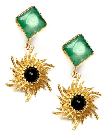 PENDIENTES PEQUEÑOS MUJER MADRID, FORMA DE GALAXIA VERDE AGUA Y NEGRO - Imagen 1