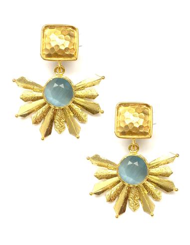 PENDIENTES MUJER RAYOS DE SOL VERDE AGUA - Imagen 1