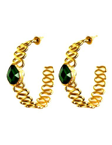 PENDIENTES ARO MUJER CON PIEDRA NATURAL DE COLOR A ELEGIR - Imagen 1