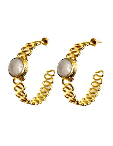 PENDIENTES ARO MUJER CON PIEDRA NATURAL DE COLOR A ELEGIR - Imagen 2