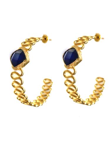 PENDIENTES ARO MUJER CON PIEDRA NATURAL DE COLOR A ELEGIR - Imagen 4