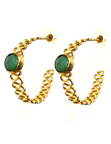 PENDIENTES ARO MUJER CON PIEDRA NATURAL DE COLOR A ELEGIR - Imagen 5