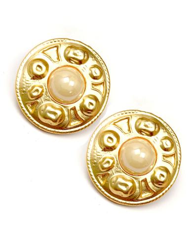 PENDIENTES DE CLIP DORADOS PARA MUJER ROSETON VINTAGE - Imagen 1