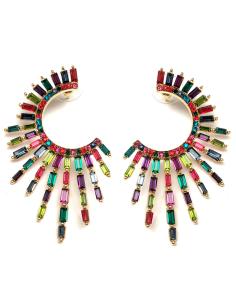 Imagen del producto PENDIENTES LARGOS DE FIESTA ARO MULTICOLOR ESTRELLADO CRISTAL