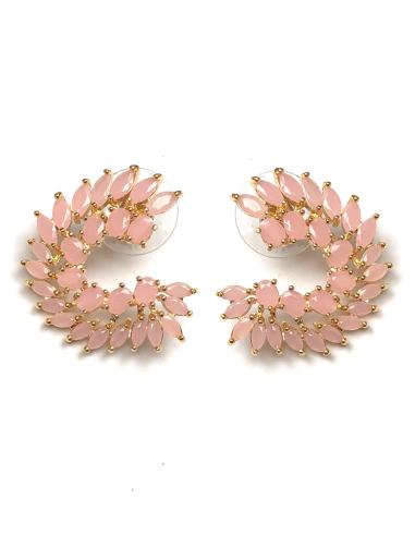 PENDIENTES MUJER PEQUEÑOS ROSAS DISEÑO ABANICO PARA BODAS - Imagen 1