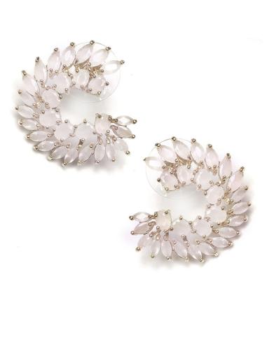 PENDIENTES PEQUEÑOS BLANCOS DISEÑO ABANICO PARA BODAS - Imagen 1