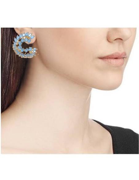 PENDIENTES MUJER PEQUEÑOS AZULES DISEÑO ABANICO PARA BODAS - Imagen 1
