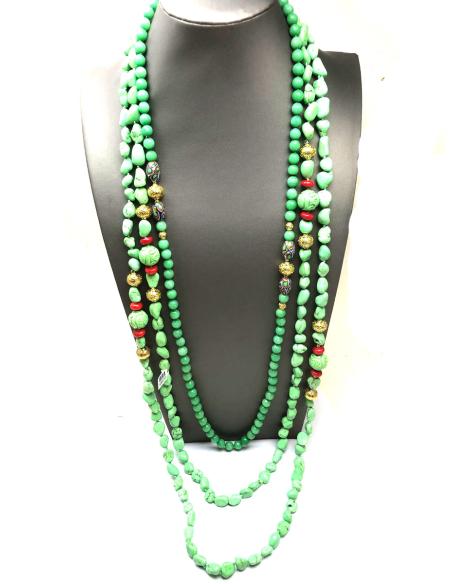 COLLARES VERDES DE JADE Y TURQUESA PARA DAR VARIAS VUELTAS - Imagen 1