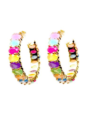 PENDIENTES PEQUEÑOS DE AROS DE CRISTAL MULTICOLOR - Imagen 1