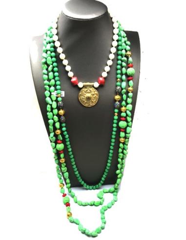 COLLARES VERDES DE JADE Y TURQUESA PARA DAR VARIAS VUELTAS - Imagen 1