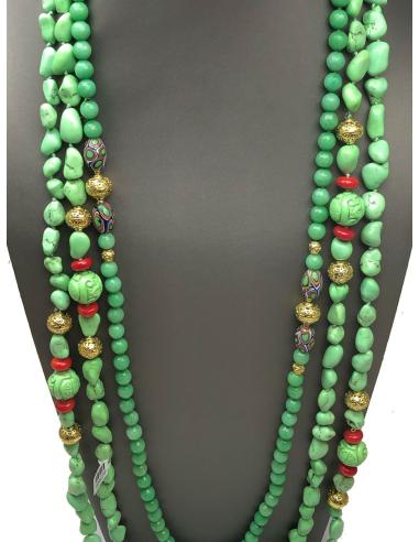 COLLARES VERDES DE JADE Y TURQUESA PARA DAR VARIAS VUELTAS - Imagen 1