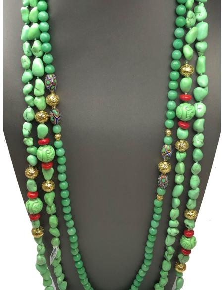 COLLARES VERDES DE JADE Y TURQUESA PARA DAR VARIAS VUELTAS - Imagen 1