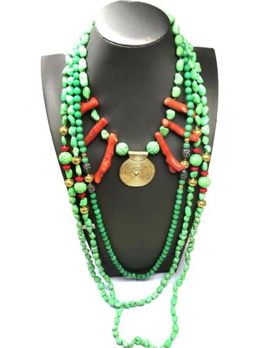 COLLARES VERDES DE JADE Y TURQUESA PARA DAR VARIAS VUELTAS - Imagen 1