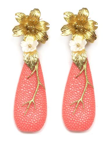 PENDIENTES FLAMENCA DE LAGRIMA CORAL FERIA DE ABRIL - Imagen 1