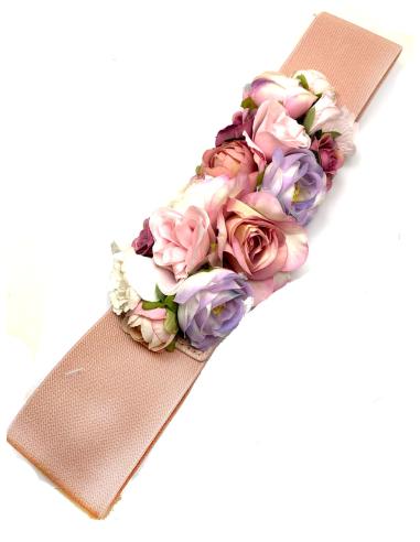 CINTURONES DE FIESTA ROSAS CON FLORES TONOS PASTEL PARA BODAS - Imagen 1