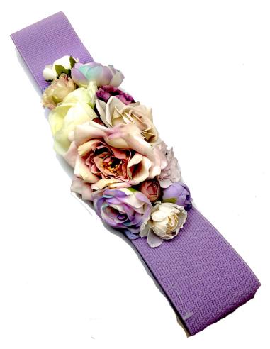 CINTURONES DE FIESTA MORADOS TONO LILA CON FLORES - Imagen 1