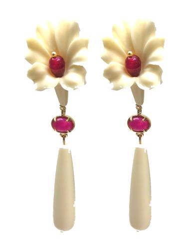 PENDIENTES LARGOS BLANCOS PARA FERIA Y TRAJES DE FLAMENCAS - Imagen 1