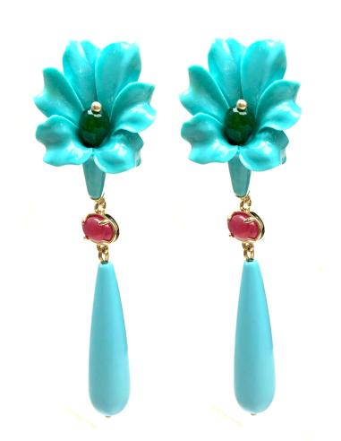 PENDIENTES LARGOS TURQUESAS AIRE FLAMENCO E INVITADA PERFECTA - Imagen 1