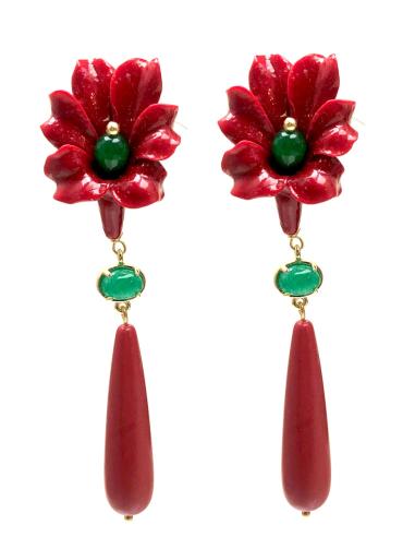 PENDIENTES LARGOS ROJOS DE FLAMENCA FERIA DE ABRIL - Imagen 1