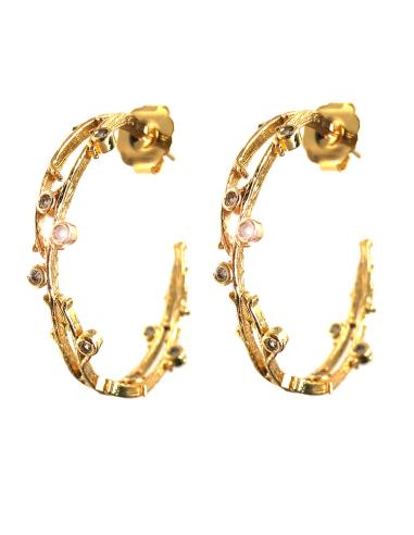 AROS DORADOS FABULOSO DISEÑO CON DETALLES DE CIRCONITA - Imagen 1