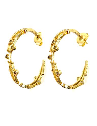 AROS DORADOS FABULOSO DISEÑO CON DETALLES DE CIRCONITA - Imagen 2